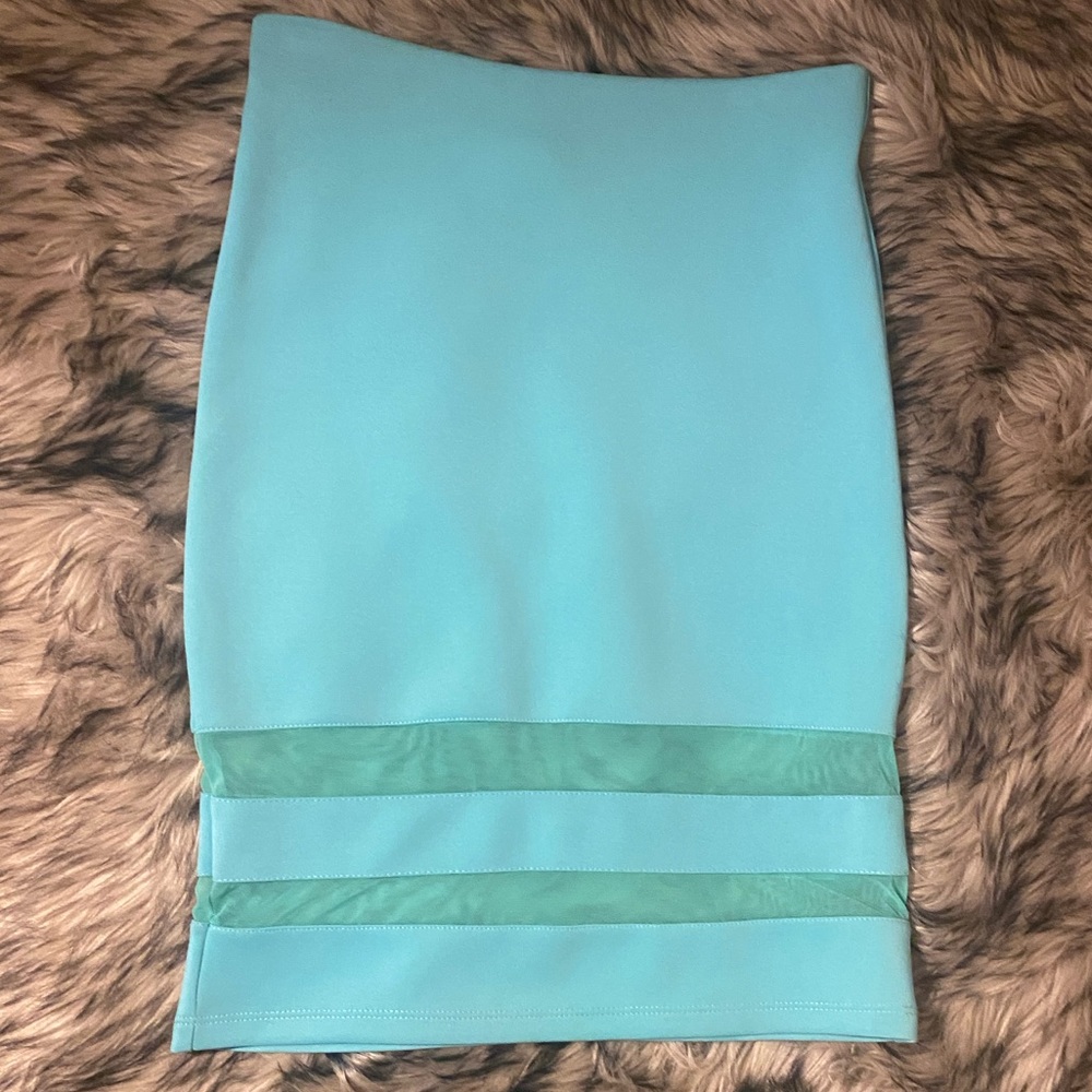H&M Divided Bodycon Skirt with Sheer Panels | Size Small | Turquoise